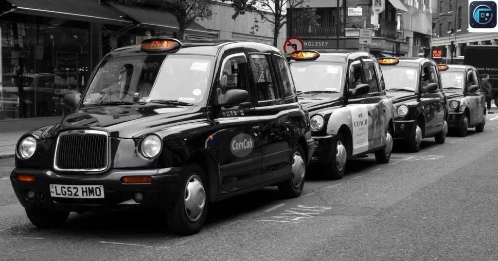 Six London Taxis
